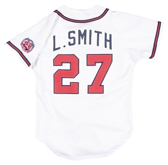 1990 Lonnie Smith Game Used Atlanta Braves Home Jersey With 25 Seasons In Atlanta Patch (Henderson)